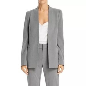 Alice + Olivia Jerri Open Front Collarless Blazer Jacket in Gray Size 6